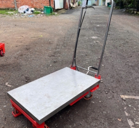 Xe nâng mặt bàn ốp inox tải 150kg nhỏ gọn