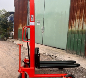 Xe nâng tay cao tải 1 tấn nâng cao 1m6 chế 4 bánh lớn, tay kéo